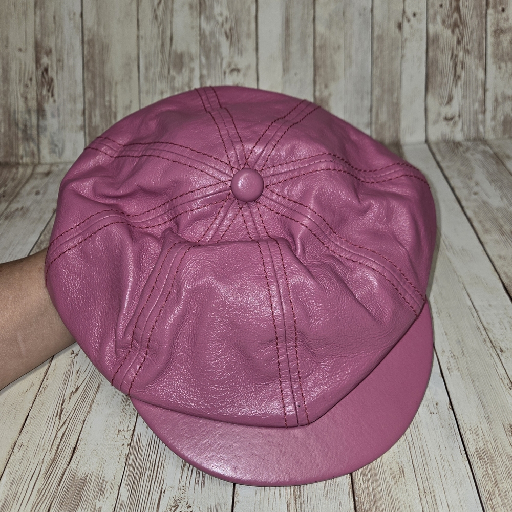Vintage Wilsons Leather pink genuine leather newsboy cap 💕 - Picture 13 of 16